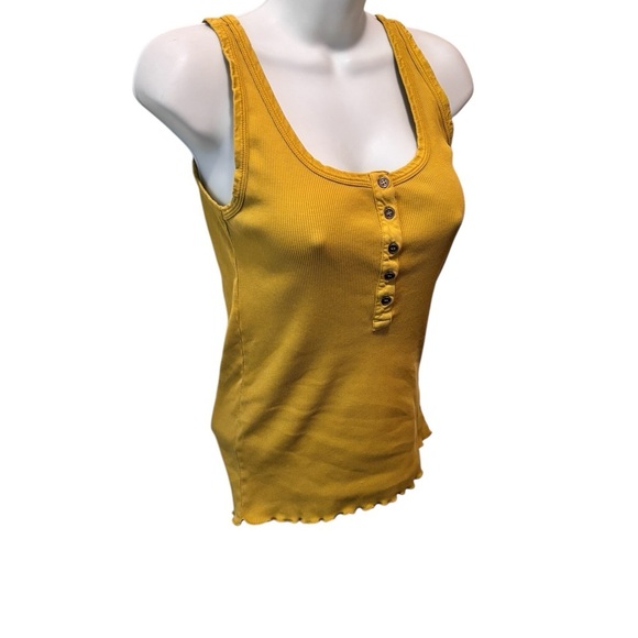 Sundance Ribbed Henley Tank Top Sz XS Chartreuse 100% Cotton Summer Casual - Picture 2 of 5